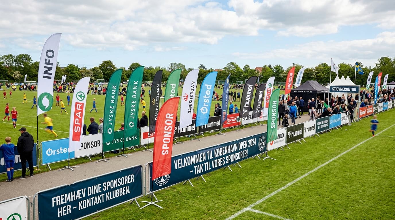 Sponsorreklamer og beachflag giver synlighed til sportsarrangementer